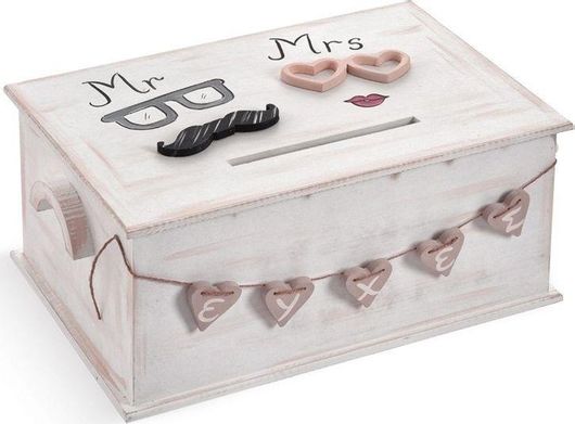 Κουτί Ευχών Γάμου Παρίσης Mr & Mrs 42x29x20cm Μπεζ