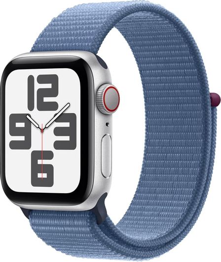 Apple Watch SE 2023 Aluminium 40mm Αδιάβροχο με Παλμογράφο Silver with Winter Blue Sport Loop