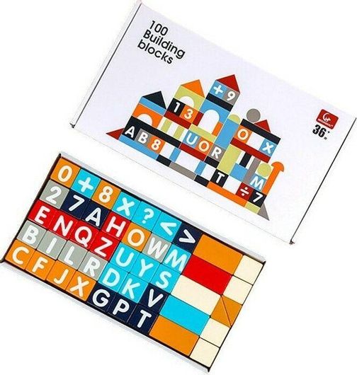 Τουβλάκια Fiko Γράμματα & Αριθμοί Εκπαιδευτικά Ξύλινα Σετ 100τμχ για 3+ Ετών