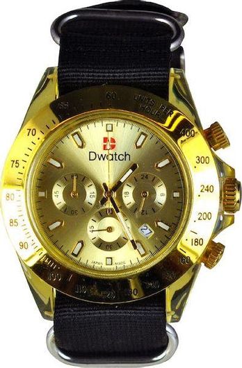 Ανδρικό Ρολόι D-Watch Μπαταρίας με Υφασμάτινο Λουράκι Μαύρο