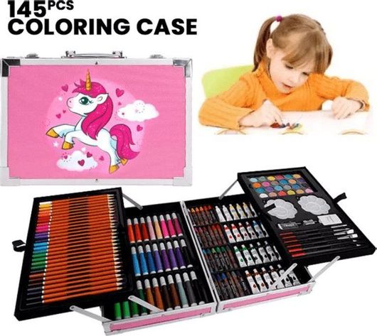 Σετ Ζωγραφικής DRAW-145 Μονόκερως με Βαλιτσάκι 145τμχ