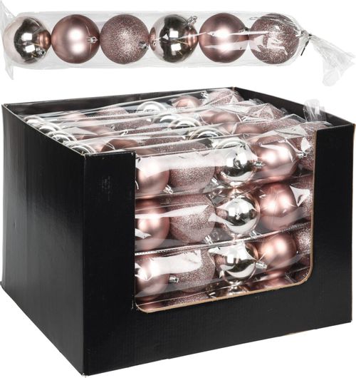 Χριστουγεννιάτικο Στολίδι Δέντρου Μπάλες Πλαστικές Σετ 6τμχ 7cm Ροζ