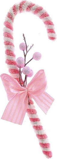 Χριστουγεννιάτικο Στολίδι Iliadis Μπαστούνι 30cm Ροζ/Λευκό