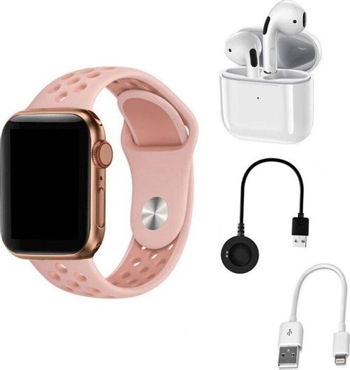 Remax Q8 & Earbuds 45mm Smartwatch με Παλμογράφο Ροζ