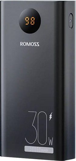 Power Bank Romoss PEA30 30000mAh 30W με 2 Θύρες USB-A και Θύρα USB-C Power Delivery / Quick Charge 3.0 Μαύρο