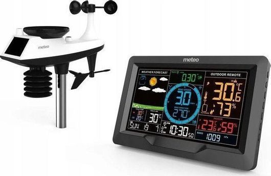 Μετεωρολογικός Σταθμός Μετρητή Ανέμου Βροχόπτωσης Meteo SP89 Ασύρματος Ψηφιακός Επιτραπέζιος Μαύρο