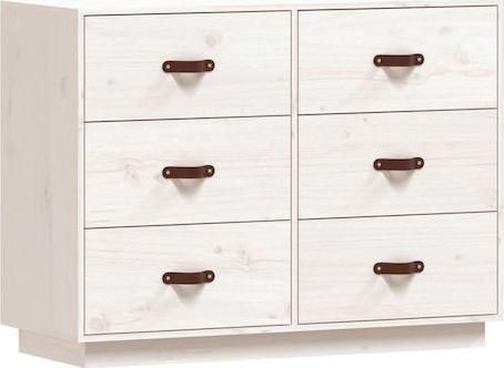 Συρταριέρα Κρεβατοκάμαρας VidaXL από Μασίφ Ξύλο με 6 συρτάρια Λευκό 100x40x75cm
