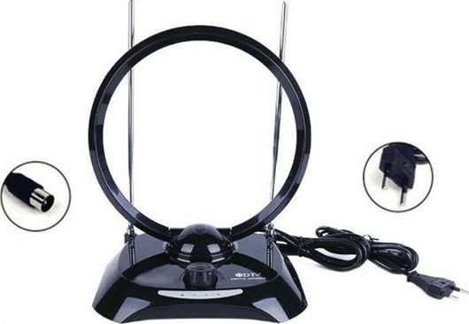 Κεραία Τηλεόρασης Εσωτερική DVB-T-FD-O Σύνδεση με Ομοαξονικό Καλώδιο Μαύρο