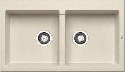 Νεροχύτης Pyramis Pyragranite Athlos 2B Ένθετος από Συνθετικό Γρανίτη 86x50cm Ivory