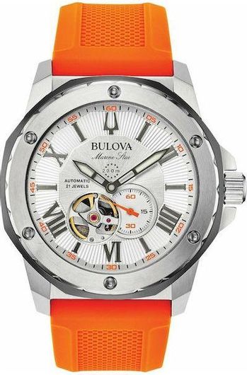Ανδρικό Ρολόι Bulova Marine Star Αυτόματο με Καουτσούκ Λουράκι Πορτοκαλί