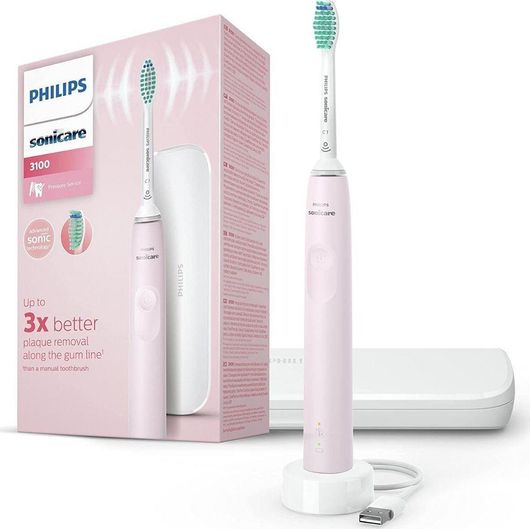 Philips Sonicare 3100 Ηλεκτρική Οδοντόβουρτσα με Χρονομετρητή και Αισθητήρα Πίεσης 2τμχ White