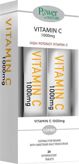 Power Health Vitamin C Βιταμίνη για Ανοσοποιητικό 1000mg Πορτοκάλι 2 x 20 Αναβράζοντα Δισκία