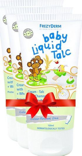 Υγρή Πούδρα για Συγκάματα Μωρού Frezyderm Baby Talc 3x150ml