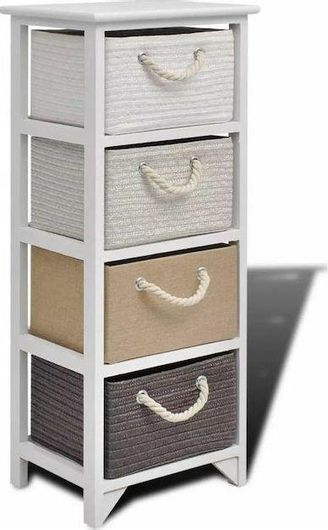 Συρταριέρα Αποθήκευσης VidaXL από Ξύλο & Ύφασμα με 4 Συρτάρια 35x27x86cm Πολύχρωμο