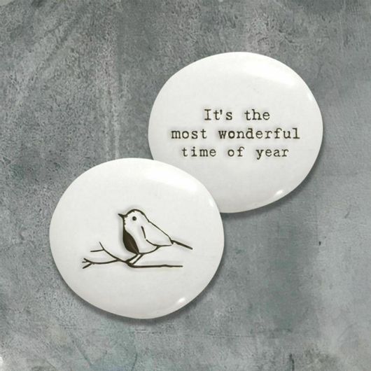 Χριστουγεννιάτικο Βότσαλο Synchronia It's the Most Wonderful Time of the Year Λευκό 4cm