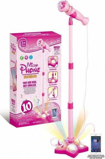 Μικρόφωνο με Βάση & Σύνδεση με MP3 για 3+ Ετών Ροζ