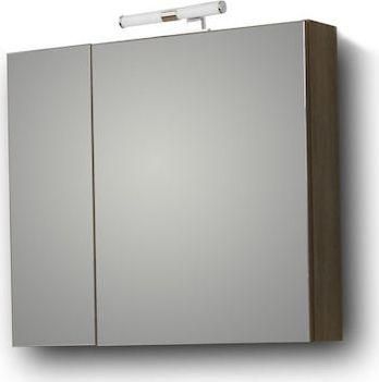 Καθρέπτης Μπάνιου Martin Omega 75 Ορθογώνιος με Ντουλάπι & Υποδοχή Λαμπτήρα 74x65cm Γκρι