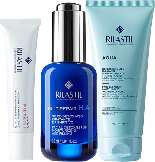Σετ Περιποίησης Προσώπου Rilastil Multirepair H.A. Facial Detox Serum & Aqua Intense 72h & Aqua Face Cleanser 95ml