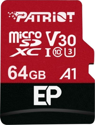 Patriot EP Series microSDXC 64GB Class 10 U3 V30 A1 UHS-I με αντάπτορα