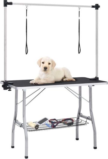 Τραπέζι vidaXL Καλλωπισμού Κατοικίδιων Ρυθμιζόμενο με 2 Θηλιές & Καλάθι 171070