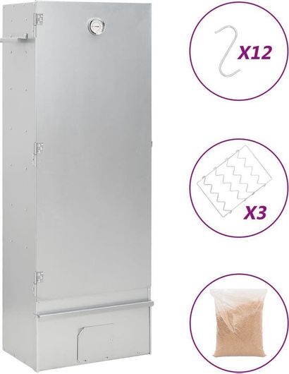 Φούρνος Μπάρμπεκιου vidaXL με Πριονίδι 44,5x29x110cm Γαλβανισμένο Ατσάλι Ασήμι