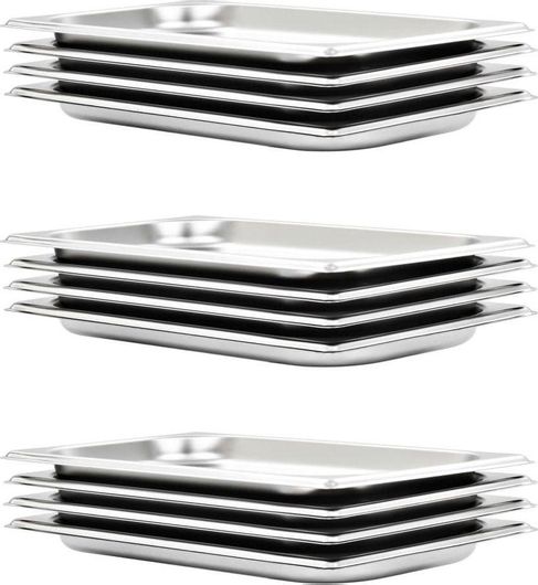 Σκεύος Gastronorm vidaXL Inox GN1 / 3 με Βάθος 20mm Σετ 12τμχ