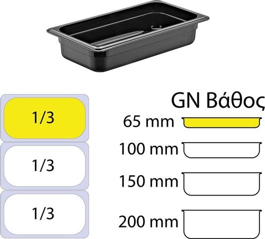 Σκεύος Gastronorm Πολυπροπυλενίου GN1 / 3 με Βάθος 65mm