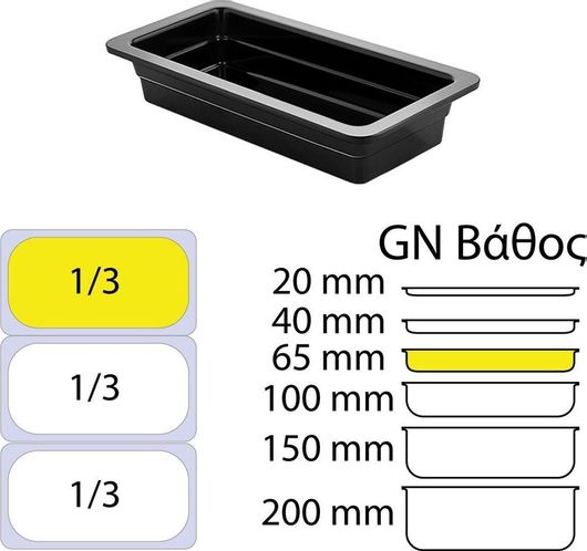 Σκεύος Gastronorm Μελαμίνης GN1 / 3 με Βάθος 65mm