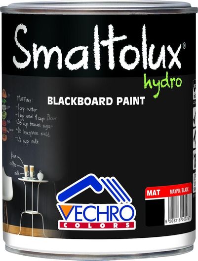 Υγρό Χρώμα Χειροτεχνίας Vechro Smaltolux Hydro Blackboard Paint Μαυροπίνακα για Ξύλο 750ml Μαύρο