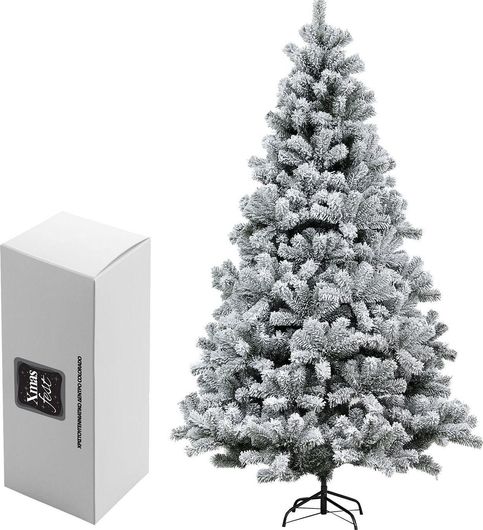 Χριστουγεννιάτικο Δέντρο XMASfest Deluxe Flocked Χιονισμένο 210cm με Μεταλλική Βάση Πράσινο 1133151