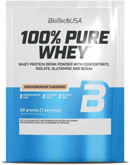 Biotech USA 100% Pure Whey Πρωτεΐνη Ορού Γάλακτος Χωρίς Γλουτένη με Γεύση Cookies & Cream 28gr