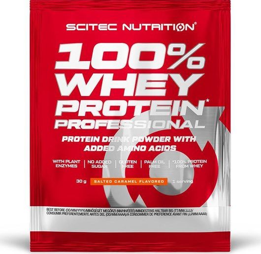 Scitec Nutrition 100% Whey Professional Πρωτεΐνη Ορού Γάλακτος Χωρίς Γλουτένη με Γεύση Salted Caramel 30gr