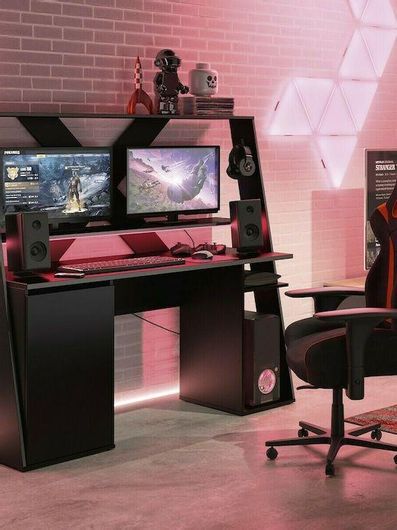 Γραφείο Gaming Inside Axyon Ξύλινο 157x60x145cm Μαύρο