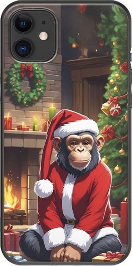 Θήκη Κινητού Back Cover για Apple iPhone 11 - Black TPU - Xmas Animals - Chimpanzee