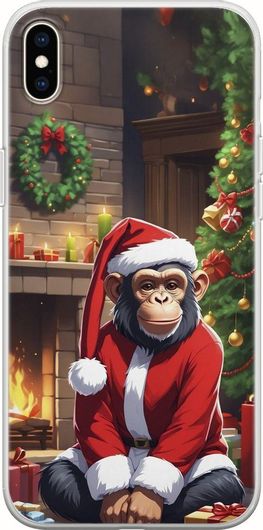 Θήκη Κινητού Back Cover για Apple iPhone X / XS - Flexible TPU - Xmas Animals - Chimpanzee
