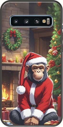 Θήκη Κινητού Back Cover για Samsung Galaxy S10 - Black TPU - Xmas Animals - Chimpanzee