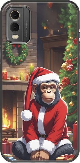 Θήκη Κινητού Back Cover για Nokia C32 - Black TPU - Xmas Animals - Chimpanzee