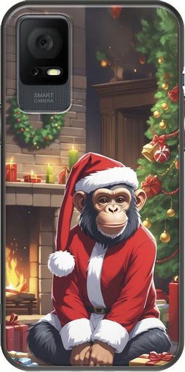 Θήκη Κινητού Back Cover για TCL 408 - Black TPU - Xmas Animals - Chimpanzee