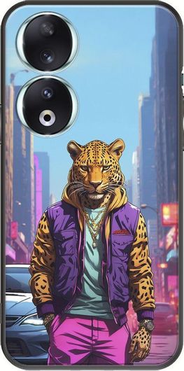 Θήκη Κινητού Back Cover για Honor 90 - Black TPU - Street Animals - Leopard
