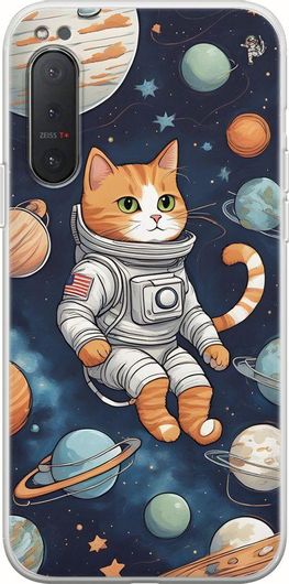 Θήκη Κινητού Back Cover για Sony Xperia 5 - Flexible TPU - Lost In Space - Cat