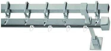 Κουρτινόξυλο Βέργας Enis by Domus Μεταλλικό Διπλό με Σιδηρόδρομο 300cm Νίκελ Ματ