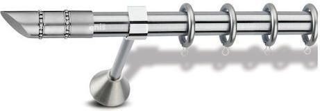 Κουρτινόξυλο Βέργας Enis by Domus Πάτμος Μεταλλικό Διπλό με Σιδηρόδρομο 25mm 160cm Νίκελ Ματ / Κρύσταλλο Swarovski