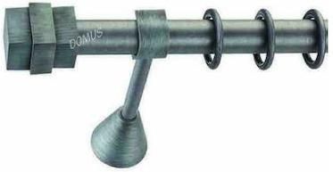 Κουρτινόξυλο Βέργας Enis by Domus Μοντάνα Μεταλλικό Διπλό με Σιδηρόδρομο 25mm 180cm Μαύρο / Ασημί