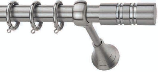 Κουρτινόξυλο Βέργας Enis by Domus Ισμήνη Μεταλλικό Διπλό με Σιδηρόδρομο 25mm 200cm Νίκελ Ματ