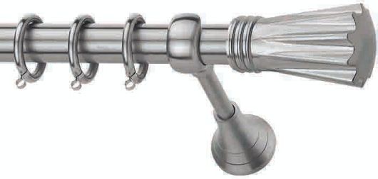 Κουρτινόξυλο Βέργας Enis by Domus Κίσσαβος Μεταλλικό Διπλό με Σιδηρόδρομο 25mm 200cm Νίκελ Ματ