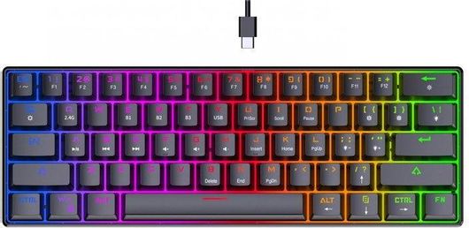 Gaming Μηχανικό Πληκτρολόγιο Preyon All Claw Ασύρματο 60% Gateron Red RGB Αγγλικό US