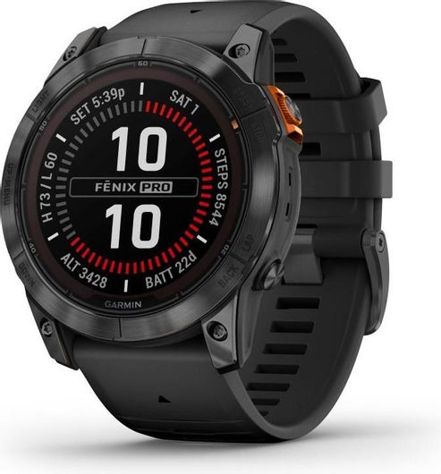 Garmin Fenix 7X Pro Solar Stainless Steel 51mm Αδιάβροχο Smartwatch με Παλμογράφο Slate Grey with Black Band