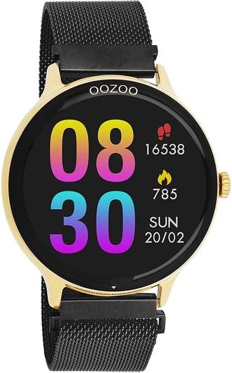 Smartwatch Oozoo Q00137 45mm Metal Case Gold & Stainless Steel Strap Black