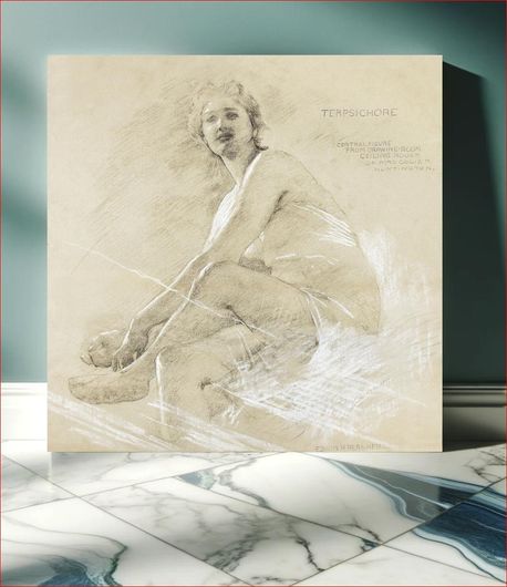 Πίνακας Naked woman posing sensually, vintage erotic art. Terpsichore (recto), and Dancing Female... 60x60