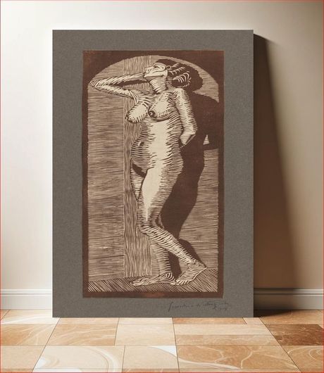 Πίνακας Vintage erotic nude art of a naked woman. Vrouwelijk naakt staand (1914) by Samuel... 80x120